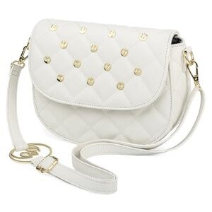 LOUNGEFLY x  STAR WARS White Quilted Rebel Gold Hardware Crossbody Bag NWT!